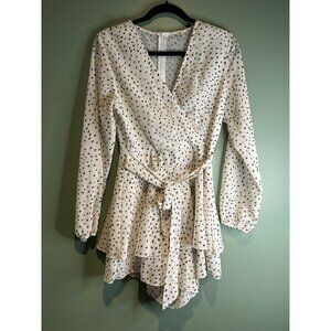 Whimsical Puff Sleeve Jumpsuit – Size S Tie Waist Coquette Light Fairy Aesthetic